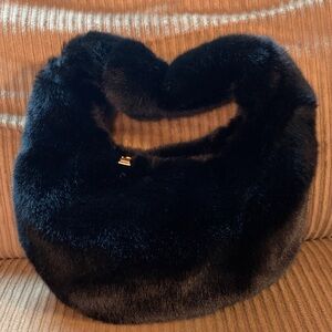 Elegant Black Faux Fur Handbag